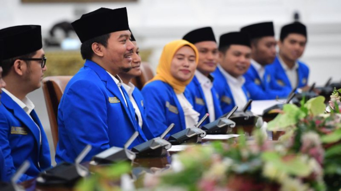 Ketum PB PMII, Muhammad Abdullah Syukri atau Gus Abe saat temui Presiden jokowi.