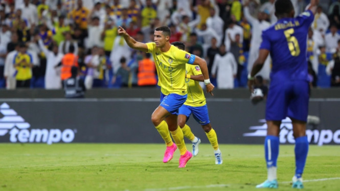 Cristiano Ronaldo saat Al Nassr melawan Monastir
