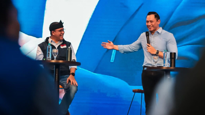 Bacapres Anies Baswedan dengan Ketum Demokrat AHY di Bandung, Jabar.