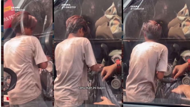 Terekam Pemuda Ambil Bensin dari Mobil di Priuk