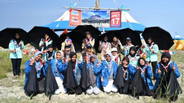 Sejumlah peserta Kontingen Gerakan Pramuka Indonesia di jambore dunia di Korsel.