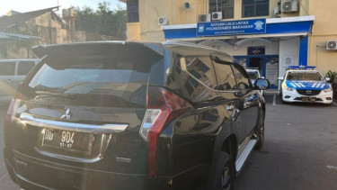Mobil pajero yang dikemudikan secara ugal-ugalan oleh anak pimpinan DPRD Sulsel