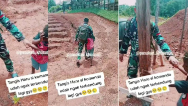 Seorang Bocah Tidak Mau DItinggal Anggota TNI