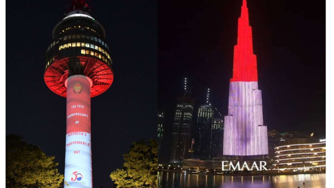 Burj Khalifa Dubai dan Menara Namsan Korsel rayakan HUT RI-78