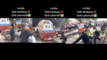 Viral Lomba Tarik Lokomotif Kereta Saat HUT RI