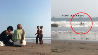 Video detik-detik bocah tersapu ombak