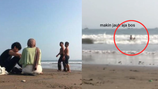 Video detik-detik bocah tersapu ombak