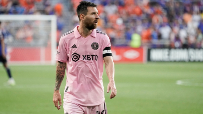 Lionel Messi saat Inter Miami melawan Cincinnati di US Open Cup