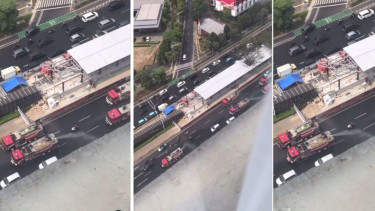 Viral Mobil Pemadam Kebakaran Siram Air di Jalan untuk Kurangi Polusi Udara di J