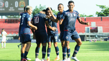 Selebrasi pemain Arema FC