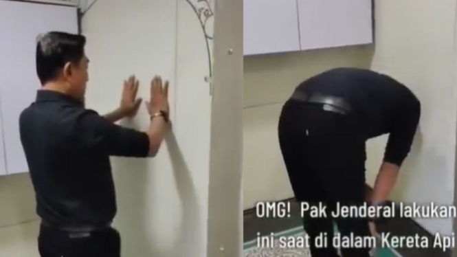 Moeldoko saat melakukan tayamum