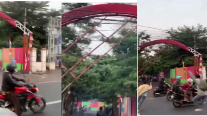 Terekam Aksi Tawuran Pelajar SMA di Depan GOR Ciracas Jakarta Timur