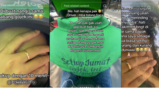 Seorang Penumpang Menangis Haru karena Kebaikan Driver Ojol