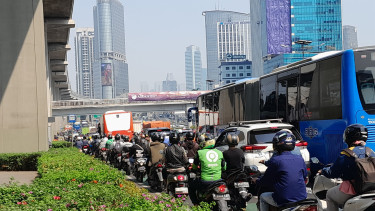 Kemacetan di jalan MT Haryono mengarah Pancoran