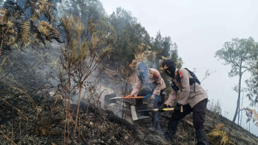 Tim Gabungan Berusaha Padamkan Api di Gunung Arjuno