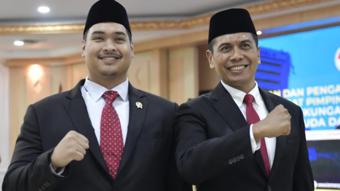 Deputi Pembudayaan Olahraga Kemenpora, Rudy Sufahriadi (kanan)