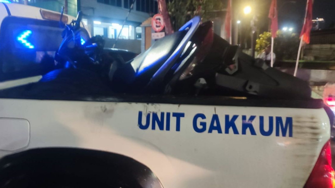 Kendaraan yang terlibat kecelakaan maut di Jalan Brigjen Katamso Semarang