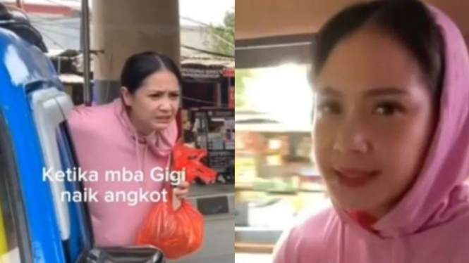 Gaya Nagita Slavina naik angkot 