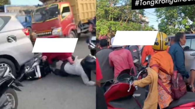 Viral Emak-emak Ditabrak Mobil yang Mundur