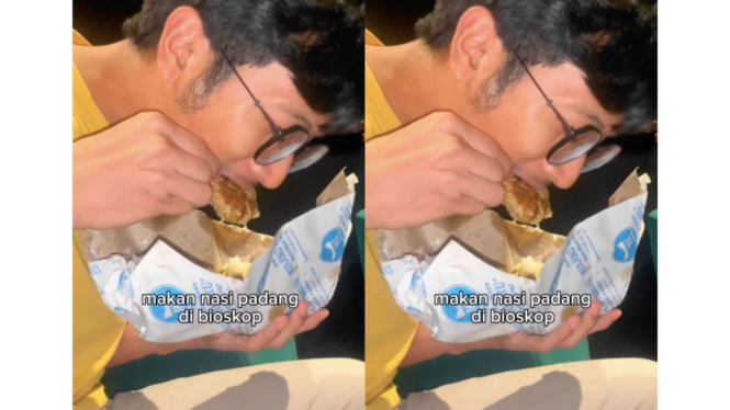 Viral TikToker bikin konten makan nasi padang di dalam bioskop