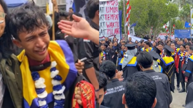 Mahasiswa Fakultas Teknik Unila menangis haru saat diwisuda