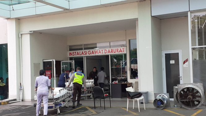 Suasana RS Eka Hospital BSD usai terjadi ledakan di ruangan radiologi