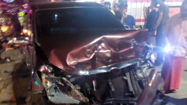 Kondisi mobil saat kecelakaan maut di Exit Tol Bawen.
