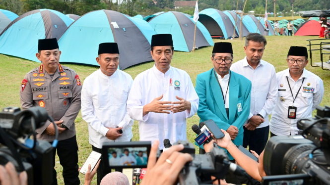 Jokowi saat pembukaan Jambore Nasional Dai Desa Madani Parmusi di Cianjur