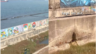 Tanggul laut raksasa Jakarta bocor