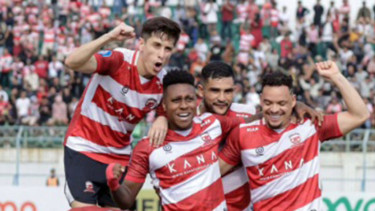 Selebrasi pemain Madura United