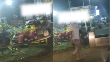 Aksi Bapak Bapak Naik Mobil Mainan