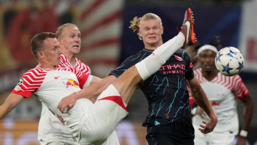 Erling Haaland saat Manchester City vs Leipzig