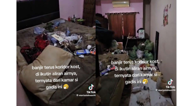 Kamar wanita yang diyakini mengidap hoarding disorder.