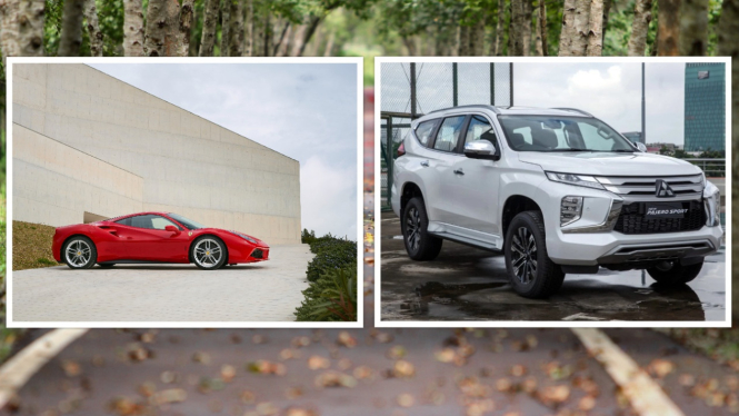 VIVA Otomotif: Ferrari 488 GTB dan Mitsubishi Pajero Sport.