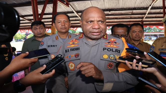 Kapolda Papua Irjen Pol Mathius Fakhiri di Mapolda Papua