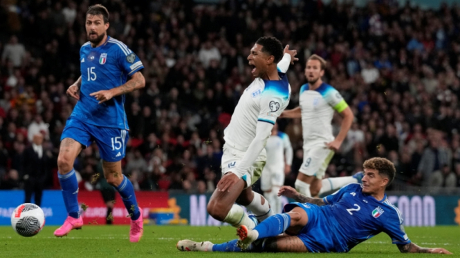 Jude Bellingham saat Inggris vs Italia di Kualifikasi EURO 2024
