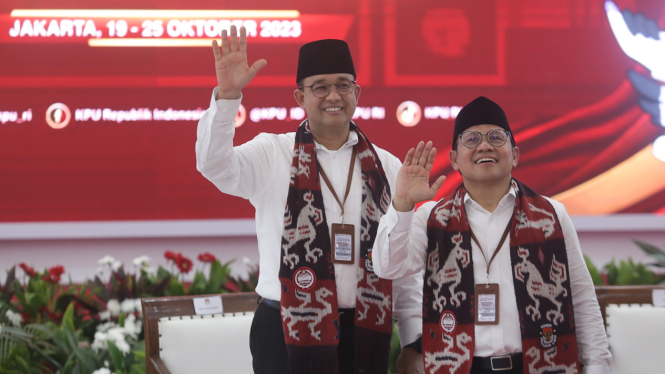Pasangan Anies Baswedan-Muhaimin Iskandar saat daftar Capres-Cawapres ke KPU.