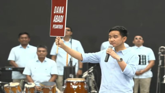 Cawapres Gibran Rakabuming Raka di Indonesia Arena, Senayan.
