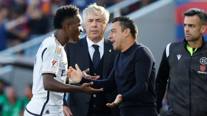 Vinicius Junior adu mulut dengan Xavi Hernandez