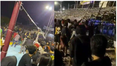 Turnamen Voli Dilamongan Ricuh Hingga Tribun Rubuh