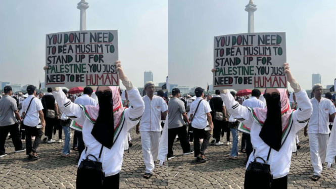 Inara Rusli Pakai Cadar Saat Aksi Bela Palestina