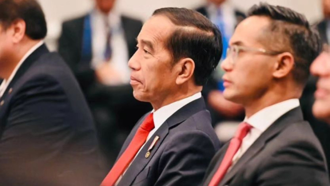 Presiden Jokowi dan Chairman ABAC Indonesia Anindya Bakrie di acara ABAC ASEAN Caucus Day yang digelar di Hotel Four Seasons, San Francisco, Amerika Serikat.