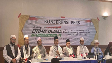 Konferensi pers Ijtima Ulama untuk menentukan arah dukungan Pilpres 2024.