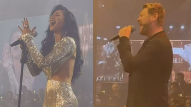 Nicole Scherzinger dan Brian Mcfadden di pernikahan Ryan Harris dan Gwen Ashley