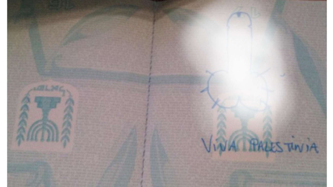 Paspor seorang pria Israel yang digambar tak senonoh oleh petugas Imigrasi