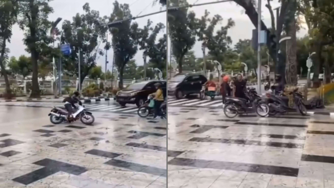 Viral Jalan Dikeramik Banyak Pengendara Motor Terpeleset