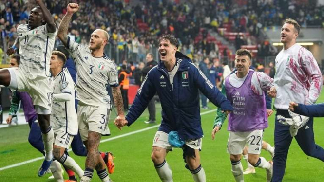 Pemain Timnas Italia rayakan keberhasilan lolos ke EURO 2024
