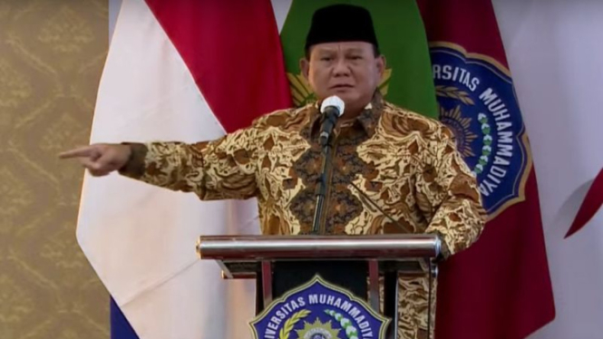 Capres nomor urut 2 Prabowo Subianto di Universitas Muhammadiyah Surabaya.