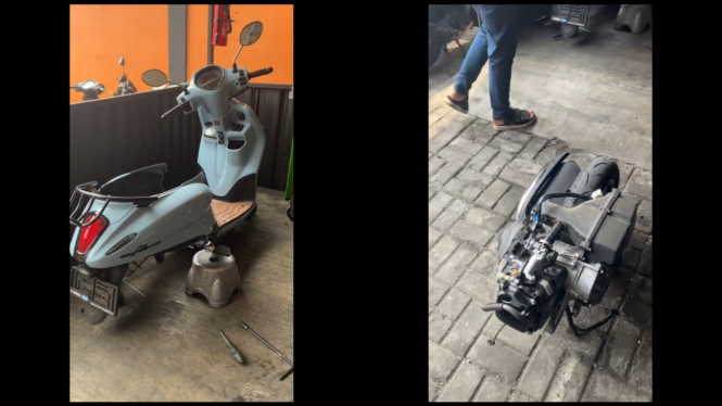 Yamaha Grand Filano yang dikeluhkan rembes oli dan berkarat