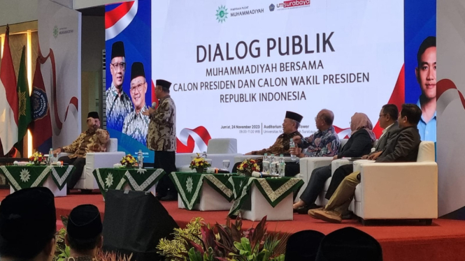 Prabowo Subianto di Universitas Muhammadiyah Surabaya, Jawa Timur.